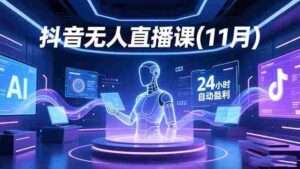 (16558期)抖音无人直播课(11月),AI实景、数字人、绿幕、多种玩法、24小时自动盈利-中创网_分享创业项目_助您在家赚钱