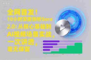 全网首发!10小时深度剖析Sora 2.0:从核心基础到AI视频场景实战,一次讲透,毫无保留-中创网_分享创业项目_助您在家赚钱