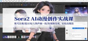 Sora2 AI动漫创作实战课:账号注册/提示词/人物声画一致/短视频变现,轻松出爆款-中创网_分享创业项目_助您在家赚钱