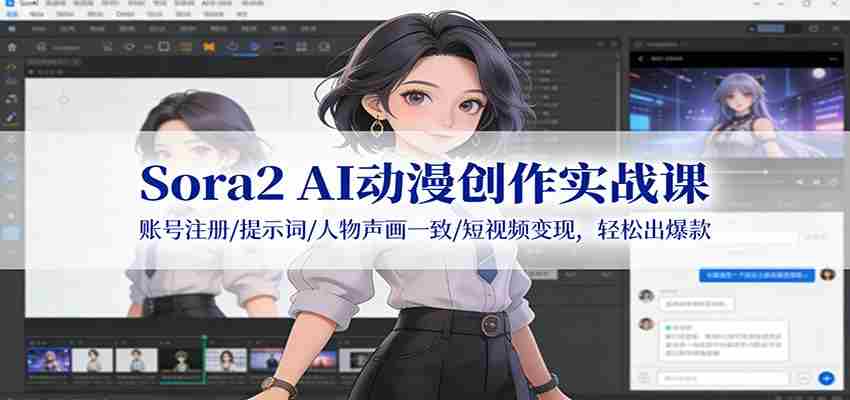 Sora2 AI动漫创作实战课：账号注册/提示词/人物声画一致/短视频变现，轻松出爆款-中创网_分享创业项目_助您在家赚钱