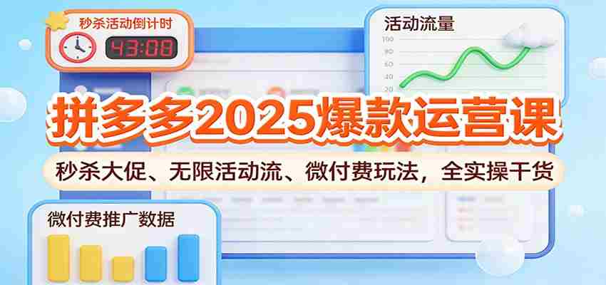 拼多多2025爆款运营课：秒杀大促、无限活动流、微付费玩法，全实操干货-中创网_分享创业项目_助您在家赚钱
