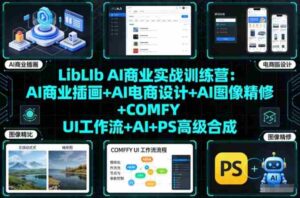 LibLIb AI商业实战训练营:AI商业插画+AI电商设计+AI图像精修+COMFY UI工作流+AI+PS高级合成-中创网_分享创业项目_助您在家赚钱
