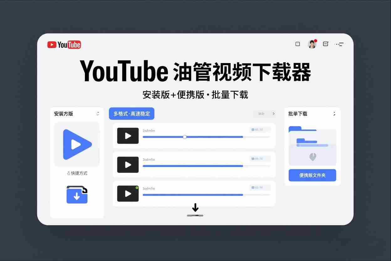 YouTube油管视频下载器安装版+便携版,可以批量下载多个视频