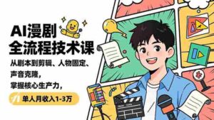(16817期)AI漫剧全流程技术课,从剧本到剪辑、人物固定、声音克隆,掌握核心生产力,单人月收入1-3万-中创网_分享创业项目_助您在家赚钱