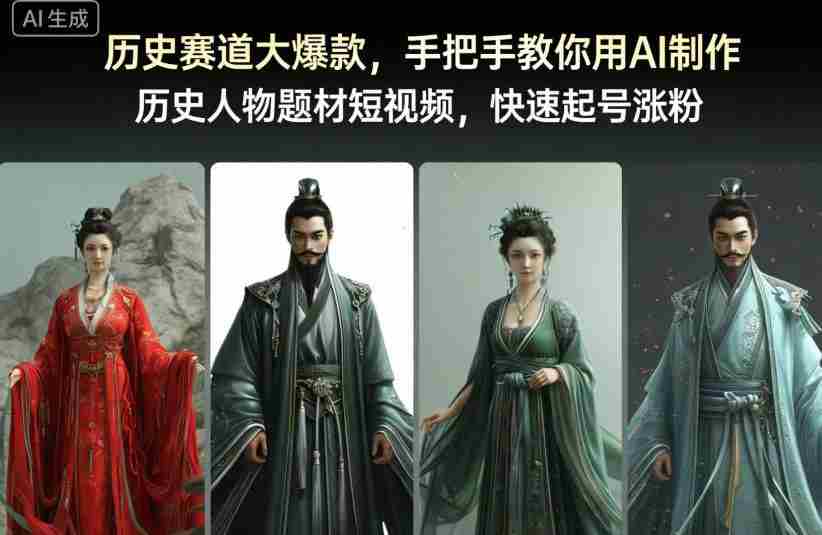 历史赛道大爆款，手把手教你用AI制作历史人物题材短视频，快速起号涨粉-中创网_分享创业项目_助您在家赚钱