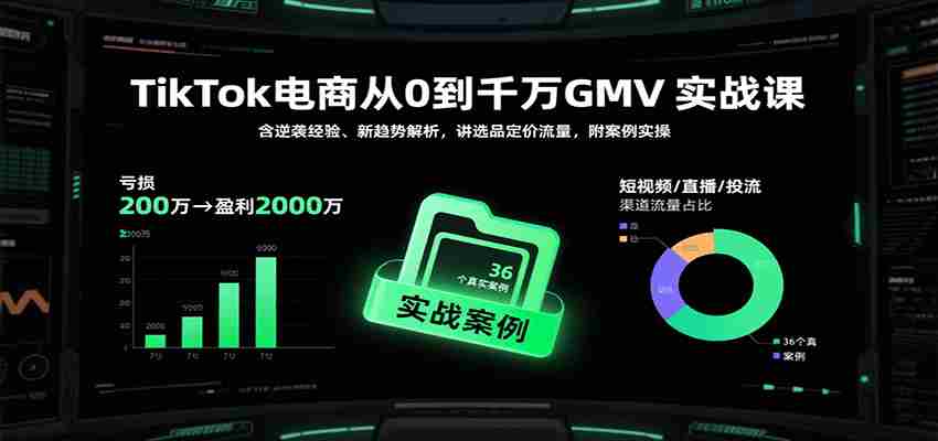 TikTok电商从0到千万GMV实战课，含逆袭经验、新趋势解析，讲选品定价流量等（更新）-中创网_分享创业项目_助您在家赚钱