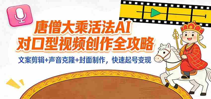 “大乘活法”AI对口型视频创作全攻略：文案剪辑+声音克隆+封面制作，快速起号变现-中创网_分享创业项目_助您在家赚钱