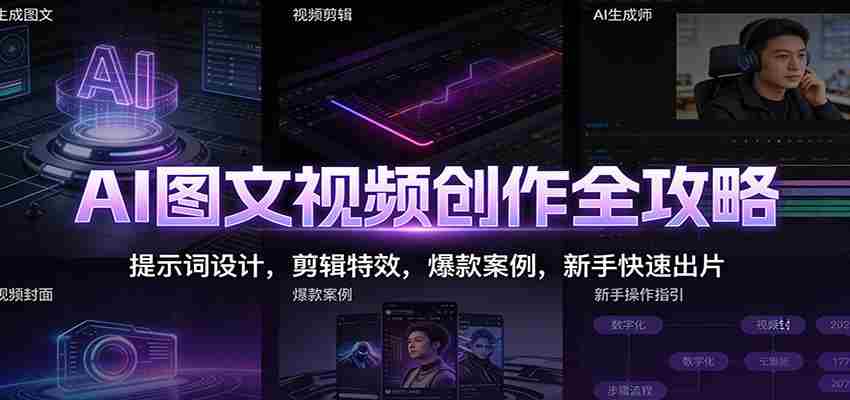 AI图文视频创作全攻略：提示词设计，剪辑特效，爆款案例，新手快速出片-中创网_分享创业项目_助您在家赚钱