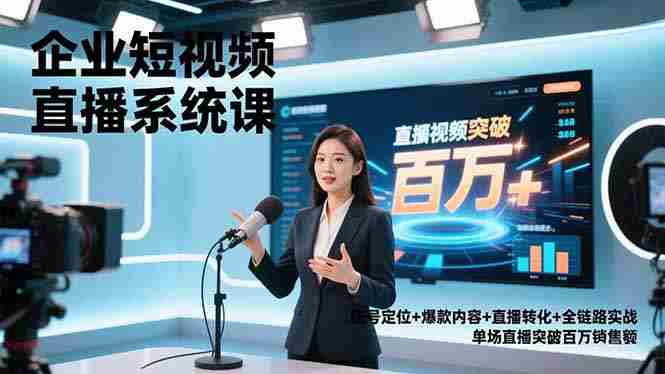 （16878期）企业短视频直播系统课，账号定位+爆款内容+直播转化+全链路实战，单场直播突破百万销售额-中创网_分享创业项目_助您在家赚钱