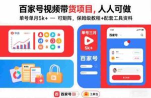 百家号视频带货项目,人人可做,单号单月5k+,可矩阵,保姆级教程+配套工具资料-中创网_分享创业项目_助您在家赚钱