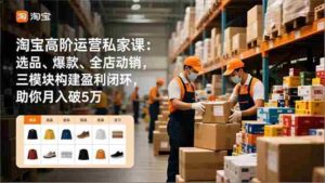 (16934期)淘宝高阶运营私家课:选品、爆款、全店动销,三模块构建盈利闭环,助你月入破5万(更新12月)-中创网_分享创业项目_助您在家赚钱