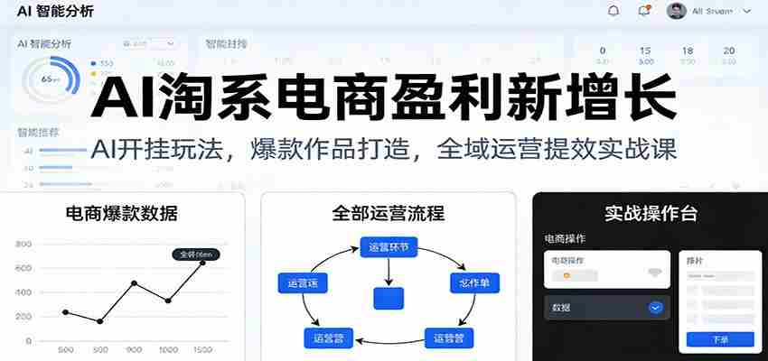 AI淘系电商盈利新增长，AI开挂玩法，爆款作品打造，全域运营提效实战课-中创网_分享创业项目_助您在家赚钱