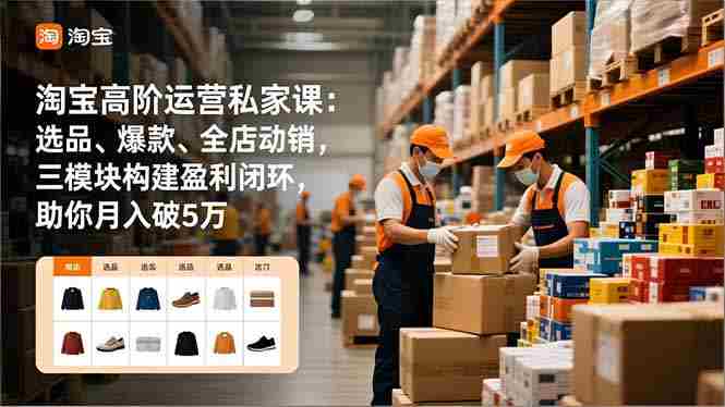 （16865期）淘宝高阶运营私家课：选品、爆款、全店动销，三模块构建盈利闭环，助你月入破5万-中创网_分享创业项目_助您在家赚钱
