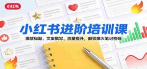 小红书进阶培训课:爆款标题、文案撰写、流量提升,解锁爆火笔记密码-中创网_分享创业项目_助您在家赚钱