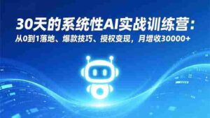 (16917期)30天的系统性AI实战训练营:从0到1落地、爆款技巧、授权变现,月增收30000+-中创网_分享创业项目_助您在家赚钱