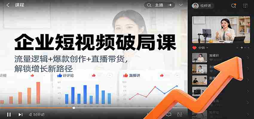 企业短视频破局课：流量逻辑+爆款创作+直播带货，解锁增长新路径-中创网_分享创业项目_助您在家赚钱