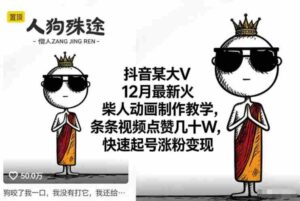 抖音某大V12月最新火柴人动画制作教学,条条视频点赞几十W,快速起号涨粉变现-中创网_分享创业项目_助您在家赚钱