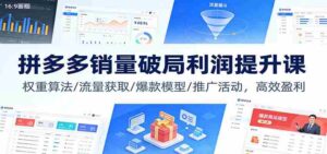 拼多多销量破局利润提升课:权重算法/流量获取/爆款模型/推广活动,高效盈利-中创网_分享创业项目_助您在家赚钱