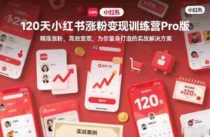 120天小红书涨粉变现训练营Pro版，​精准涨粉，高效变现​，为你量身打造的实战解决方案-中创网_分享创业项目_助您在家赚钱