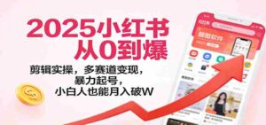 2025小红书从0到爆:剪辑实操,多赛道变现,暴力起号,零基础也能月入破W-中创网_分享创业项目_助您在家赚钱