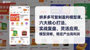 (16952期)拼多多可复制盈利模型课,六大核心打法、实战复盘、灵活应用,模型清晰,稳定产出高利润-中创网_分享创业项目_助您在家赚钱