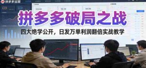 拼多多破局之战：四大绝学公开，日发万单利润翻倍实战教学-中创网_分享创业项目_助您在家赚钱