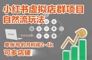 小红书虚拟店群项目,自然流玩法,批量自动化,稳定不费号,单账号的月利润2-4k,可多店矩阵-中创网_分享创业项目_助您在家赚钱