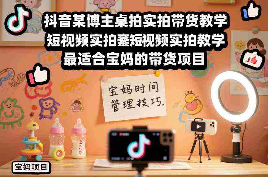 抖音某博主桌拍实拍带货教学,短视频实拍教学,最适合宝妈的带货项目