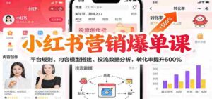 小红书营销爆单课:平台规则、内容模型搭建、投流数据分析,转化率提升500%-中创网_分享创业项目_助您在家赚钱