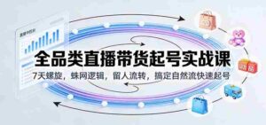 全品类直播带货起号实战课:7天螺旋,蛛网逻辑,留人流转,搞定自然流快速起号-中创网_分享创业项目_助您在家赚钱