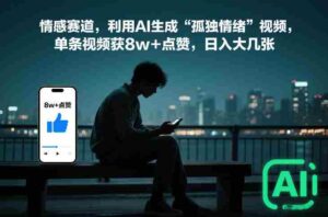 情感赛道，利用AI生成“孤独情绪”视频，单条视频获8w+点赞，日入大几张-中创网_分享创业项目_助您在家赚钱
