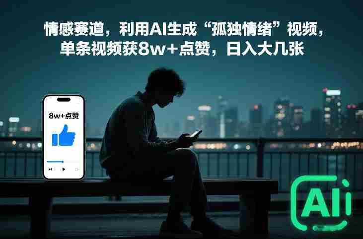 情感赛道，利用AI生成“孤独情绪”视频，单条视频获8w+点赞，日入大几张-中创网_分享创业项目_助您在家赚钱