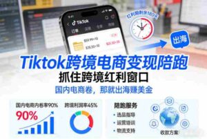 Tiktok跨境电商变现陪跑,抓住跨境红利窗口,国内电商卷,那就出海賺美金-中创网_分享创业项目_助您在家赚钱