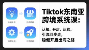 (17243期)TikTok东南亚跨境系统课:认知、开店、运营、引流四步走,稳健开启出海之路-中创网_分享创业项目_助您在家赚钱