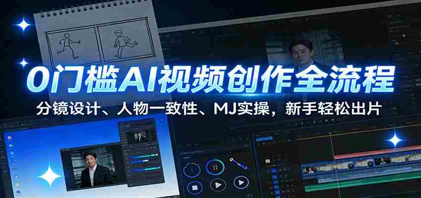 0门槛AI视频创作全流程：分镜设计、人物一致性、MJ实操，新手轻松出片-中创网_分享创业项目_助您在家赚钱