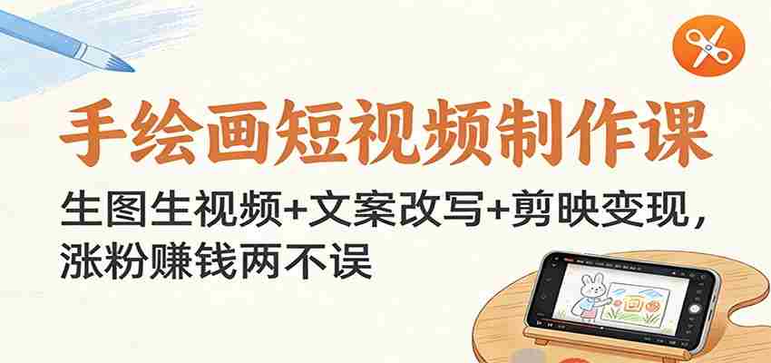 手绘画短视频制作课：生图生视频+文案改写+剪映变现，涨粉赚钱两不误-中创网_分享创业项目_助您在家赚钱