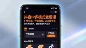 (17014期)抖音IP多模式变现课,广告分成、种草激励、Live图带货,开拓多元收入,副业稳定月入过万-中创网_分享创业项目_助您在家赚钱