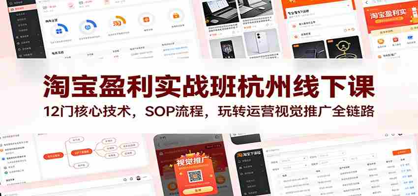 淘宝盈利实战班杭州线下课：12门核心技术，SOP 流程，玩转运营视觉推广全链路-中创网_分享创业项目_助您在家赚钱