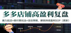 多多店铺高盈利复盘:暴力起店+微付费玩法+活动策略,解锁持续盈利SOP(更新)-中创网_分享创业项目_助您在家赚钱
