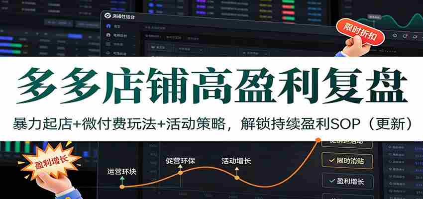 多多店铺高盈利复盘：暴力起店+微付费玩法+活动策略，解锁持续盈利SOP（更新）-中创网_分享创业项目_助您在家赚钱