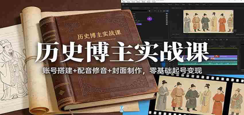历史博主实战课：账号搭建+配音修音+封面制作，零基础起号变现-中创网_分享创业项目_助您在家赚钱