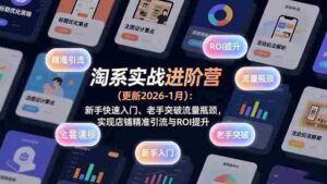 (17076期)淘系实战进阶营(更新2026-1月):新手快速入门、老手突破流量瓶颈,实现店铺精准引流与ROI提升-中创网_分享创业项目_助您在家赚钱