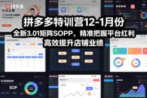 拼多多特训营12-1月份,全新3.01矩阵Sop,精准把握平台红利,高效提升店铺业绩-中创网_分享创业项目_助您在家赚钱