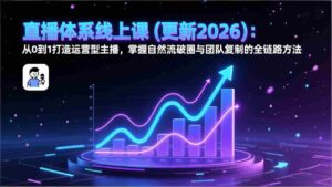 (17186期)直播体系线上课(更新2026):从0到1打造运营型主播,掌握自然流破圈与团队复制的全链路方法-中创网_分享创业项目_助您在家赚钱