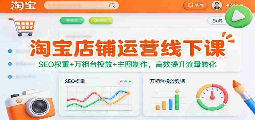 淘宝店铺运营线下课：SEO权重+万相台投放+主图制作，高效提升流量转化-中创网_分享创业项目_助您在家赚钱