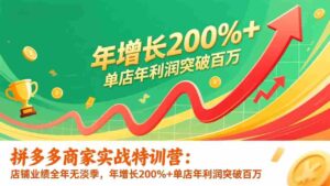 (17225期)拼多多商家实战特训营:店铺业绩全年无淡季,年增长200%+单店年利润突破百万(26年1月更新)-中创网_分享创业项目_助您在家赚钱