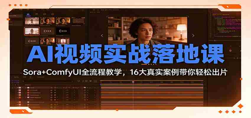 AI视频实战落地课：Sora+ComfyUI全流程教学，16大真实案例带你轻松出片-中创网_分享创业项目_助您在家赚钱