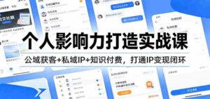 个人影响力打造实战课:公域获客+私域IP+知识付费,打通IP变现闭环-中创网_分享创业项目_助您在家赚钱