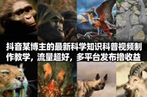 抖音60W粉丝博主最新科学知识科普视频制作教学，流量超好，多平台发布撸收益-中创网_分享创业项目_助您在家赚钱