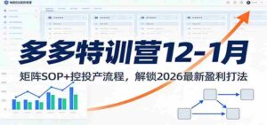 多多特训营12-1月:矩阵SOP+ 控投产流程,解锁2026最新盈利打法-中创网_分享创业项目_助您在家赚钱